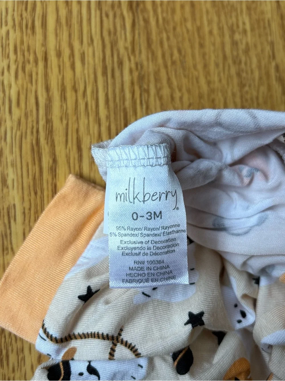 Milkberry Bamboo Cream Orange Halloween Ghosts Infant One-Piece Sleeper Sz 0-3M